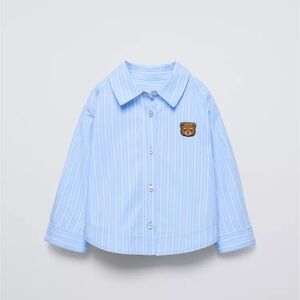 Zara Light Blue Striped Kids Button Down Shirts NWT.